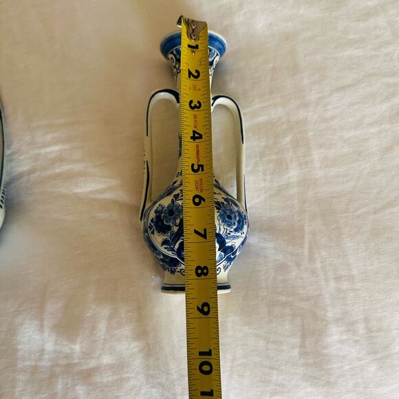 Delft Double Handle VINTAGE Vase Amphora 1930 Signed P.H.Hu 9" Tall - Picture 3 of 8